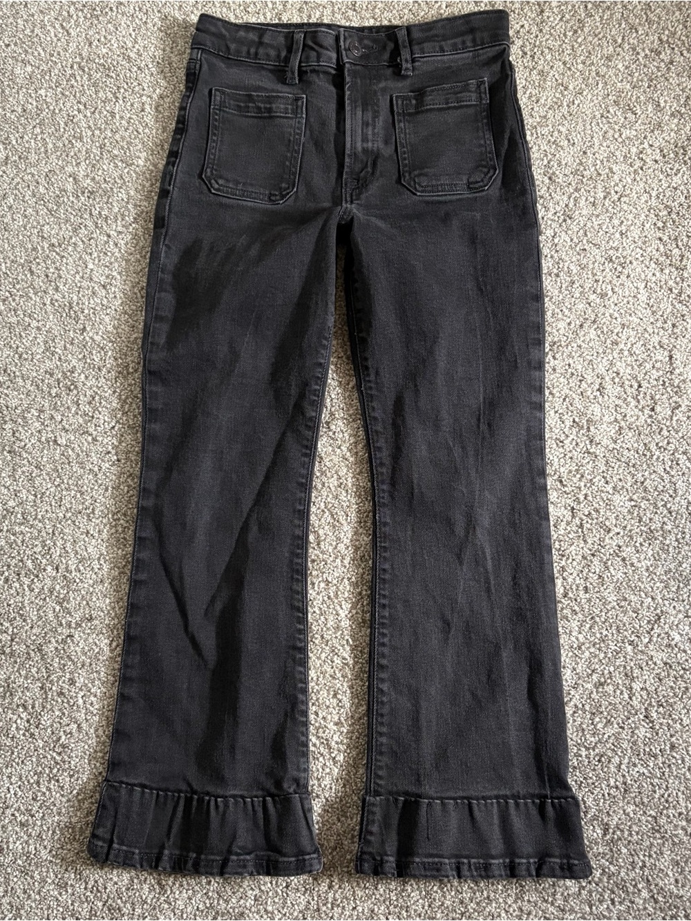 EUC! Girl’s Black Denim GAP 70’s Flare High Rise Jeans Sz 14 Stretch!